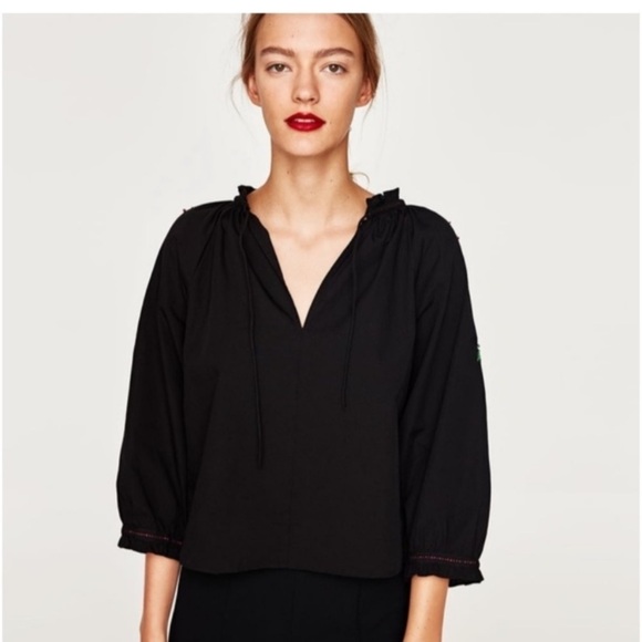 ZARA Top Embroidered Back Blouse - Picture 2 of 16